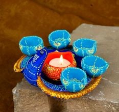 Handmade Washable Terracotta Peacock Diya for Festive Home Decor